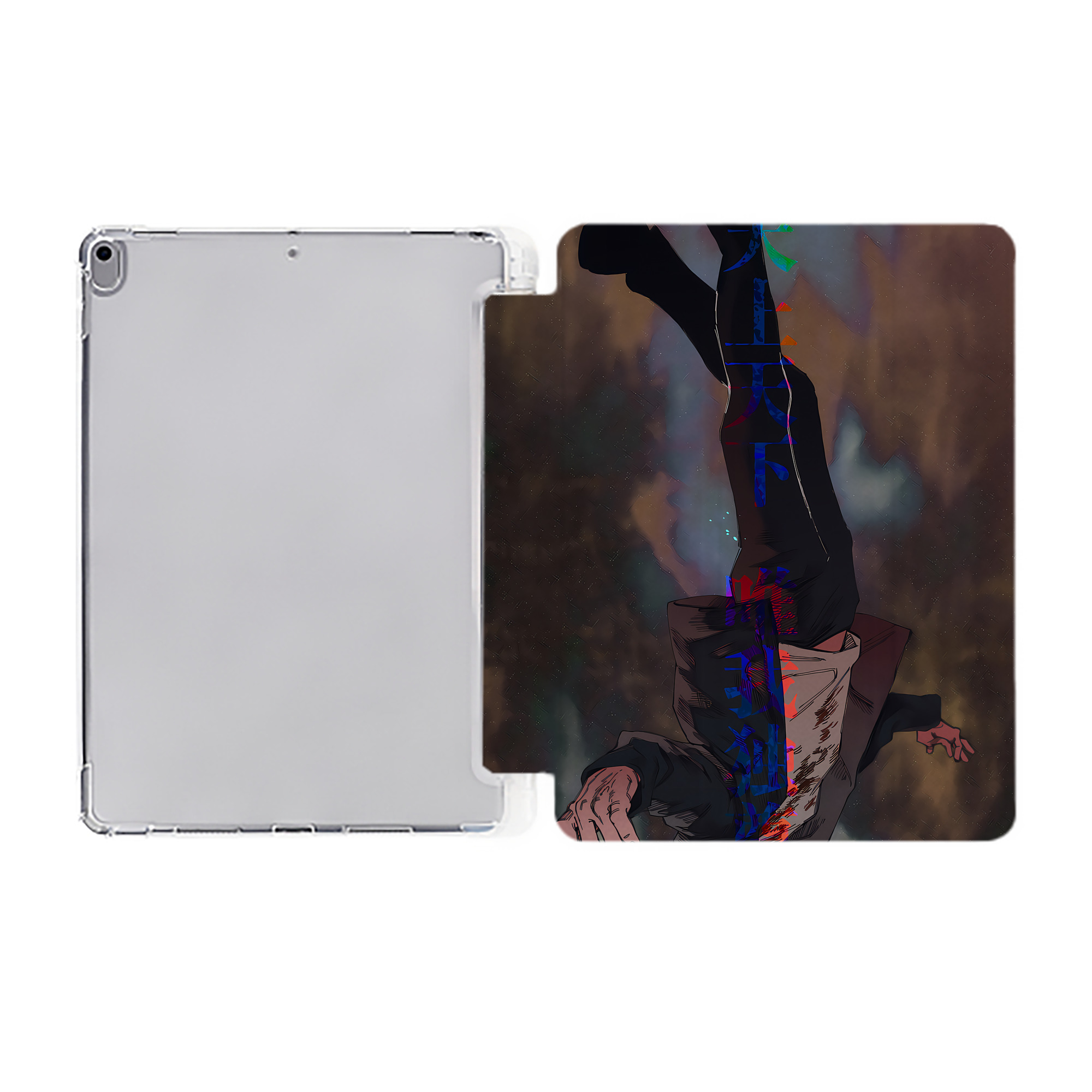 （画像用） 呪術廻戦 Jujutsu Kaisen IPad ケース ペン収納付き 三つ折りスタンド PUレザー×シリコン 対応機種9.5/10.5/10.9インチ